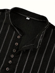 FallWinter Casual Striped Crew-neck Single-breasted Long-sleeve Top