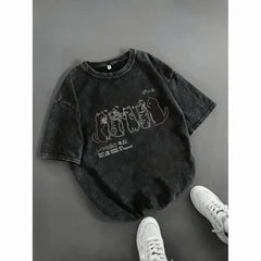 Cartoon Cat Shower Mens Loose-Fit Short-Sleeve T-Shirt